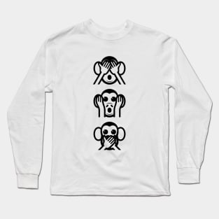 3 Wise Monkeys Emoji Long Sleeve T-Shirt